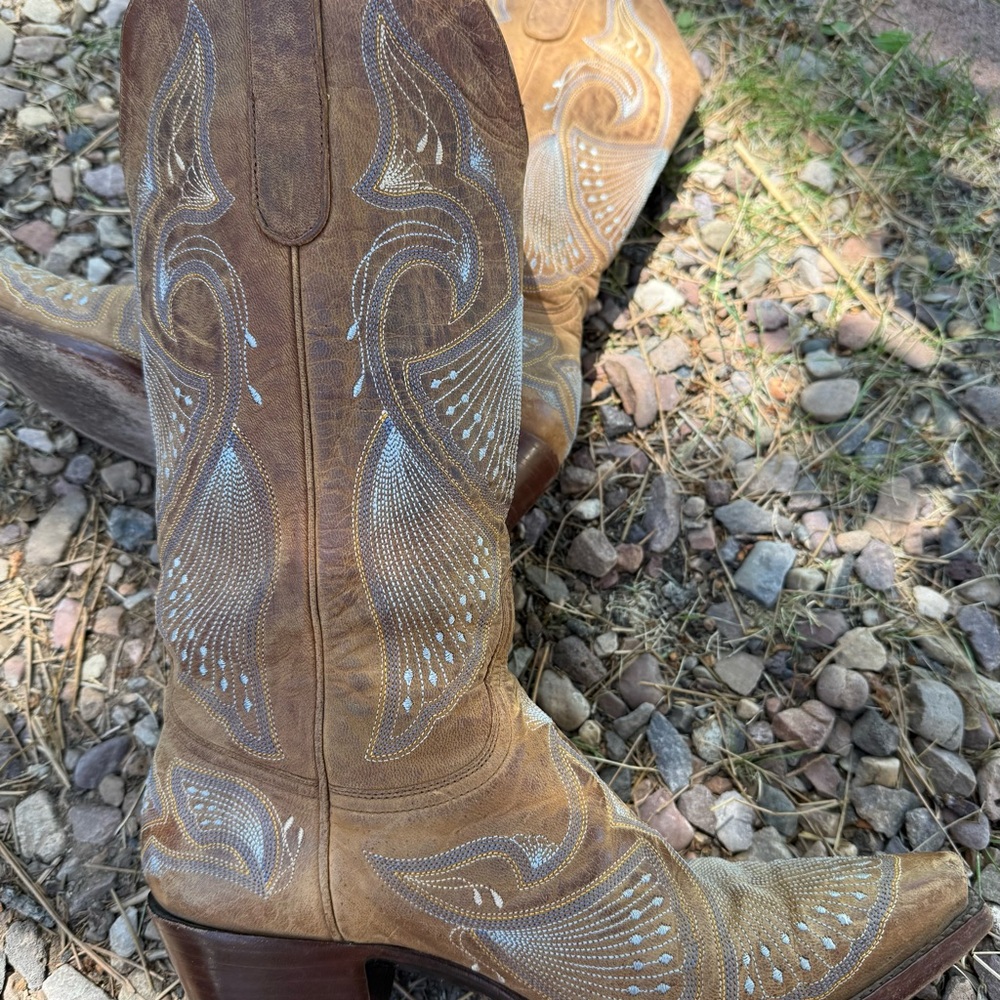 Old Gringo  Boots Brown Light blue  Stitching Western Cowboy Boots. Size 8.5 - Picture 5 of 9